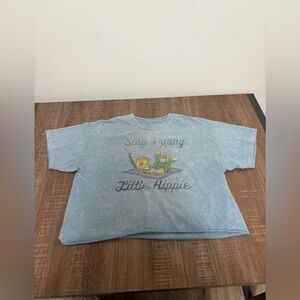 SpongeBob SquarePants Woman's  Blue Distressed Hippie Cropped Top Large